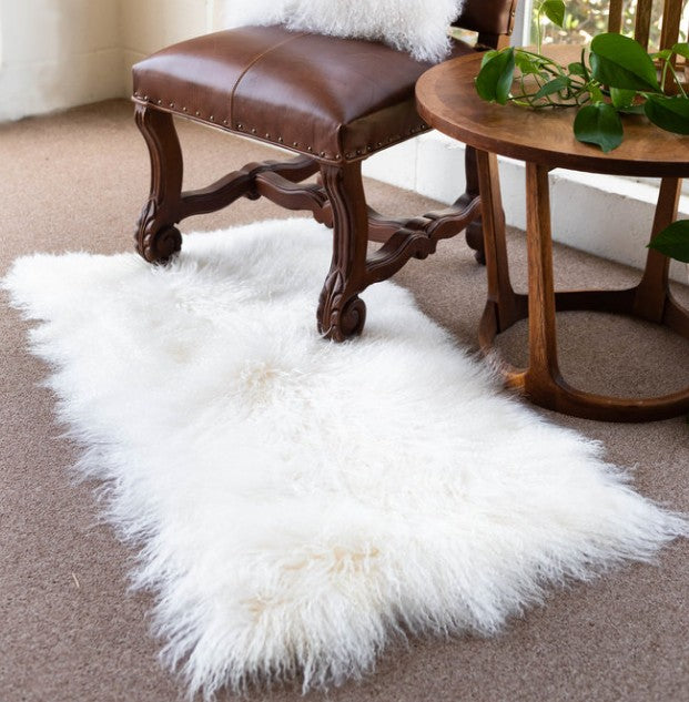 Tibetan Sheepskin Throw White